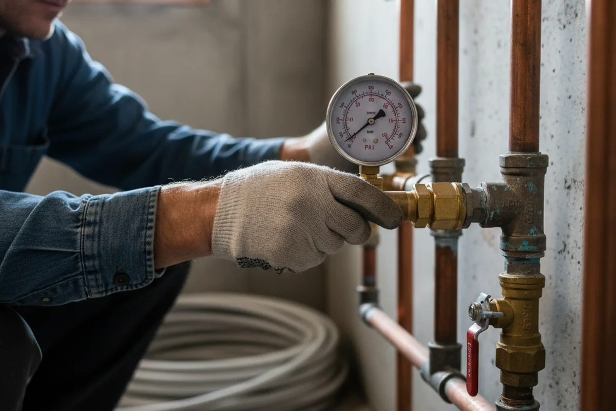 Pressure testing a repaired line during Water Line Repair in Bonsall